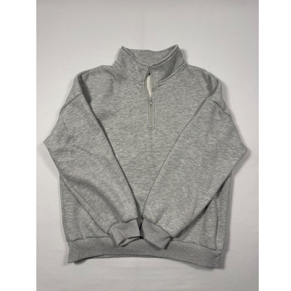 Athleisure‎ Anrabess Quarter Zip Sweatshirt Womens Medium Gray Fleece Pullover